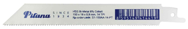 Mečový pílový list na kov 150x19x0,9 mm,14 zubov, Bimetal Co-8%, PILANA