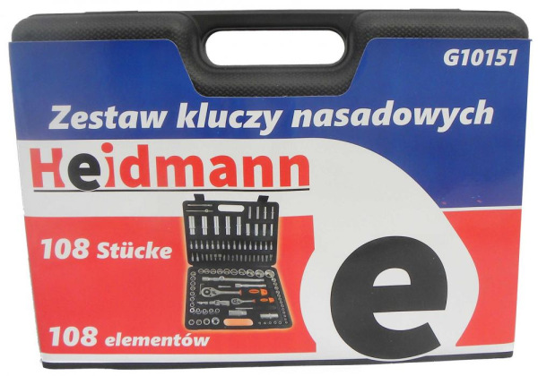 Gola sada 1/4" a 1/2", 108-dielna v plastovom kufri, HEIDMAN 6