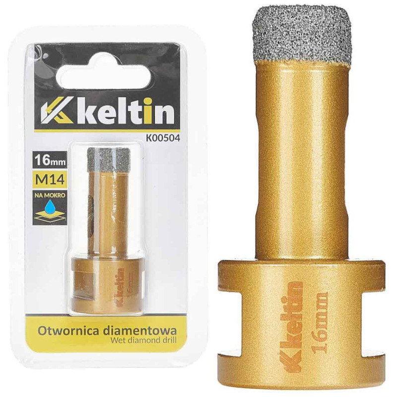 Vrták diamantový korunkový, závit M14 do uhlovej brúsky priemer 16 mm, GEKO 1