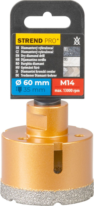 Vyrezávač Strend Pro, diamant, korunka, M14, 60 mm 2