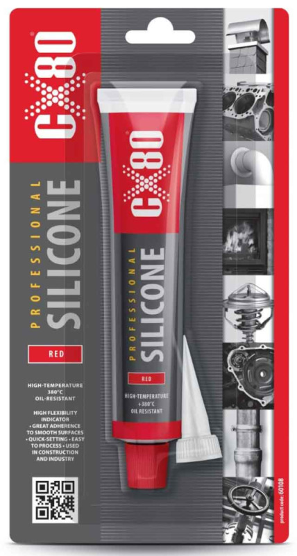 SILIKÓN PROFESIONAL do 380°C, 80 ml, červený s aplikátorom, na blistri
