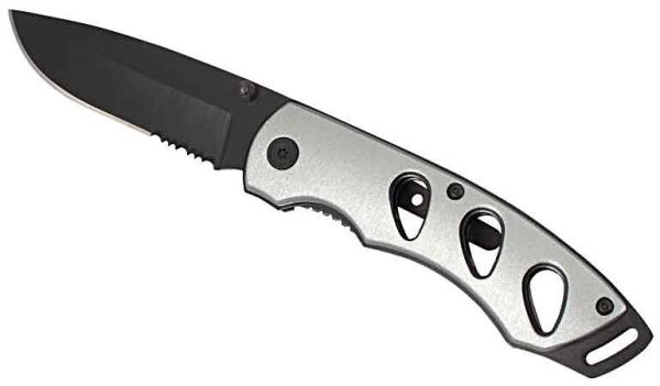 Nôž montérsky s čepeľou 19 cm, strieborná dierovaná hliníková rukoväť, PRO-TECHNIK