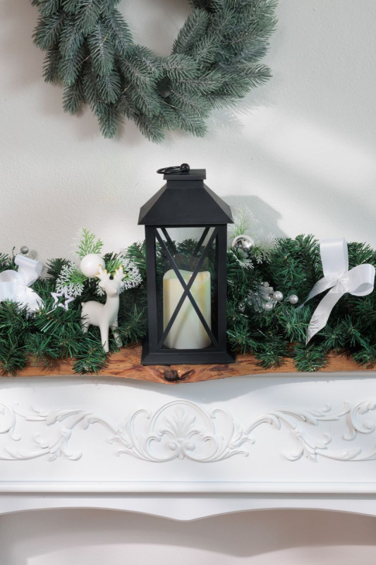 Lampáš MagicHome Vianoce, LED teplá biela, 3xAAA, plast, časovač, čierny, 14x14x32.2 cm, pohyblivý p 3