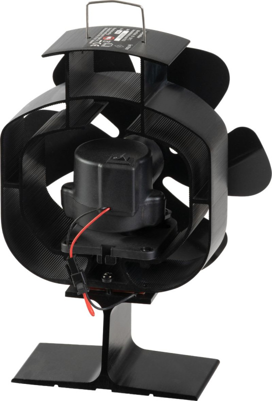 Ventilátor Strend Pro, krbový, stojanový, poháňaný teplom, 6-lopatkový, čierny, funkcia oscilácie 1