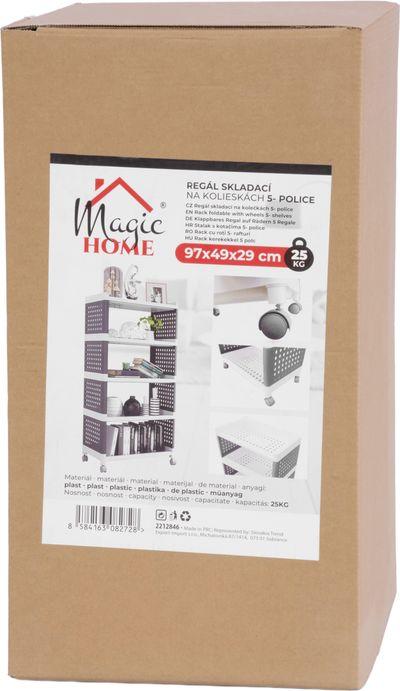 Regál MagicHome Rolly, plastový, 5 políc, 49x29x97 cm, na kolieskach 4