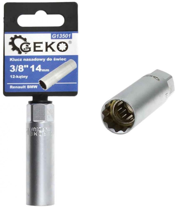 Hlavica nástrčná predĺžená na sviečky, dvanásťhran 3/8" 14 mm, RENAULT BMW, GEKO 1