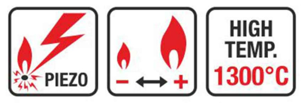 Spájkovacia lampa s piezo zapaľovačom a kartušou 220g, otočný uzáver, ELICO 3