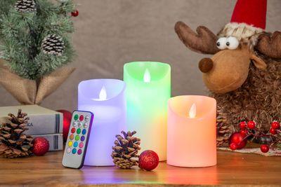 Sviečky MagicHome Vianoce, sada 3 ks, LED, 3xAAA, pravý vosk, jednoduché svietenie, časovač, pohybli