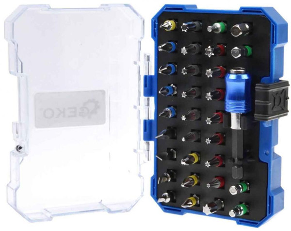 Sada bitov 1/4" s magnetickým nadstavcom, materiál S2, 32-dielna, GEKO 4