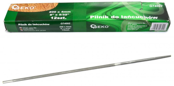 Pilník okrúhly 4,0 mm na ostrenie pílových reťazí, dĺžka 200 mm, GEKO