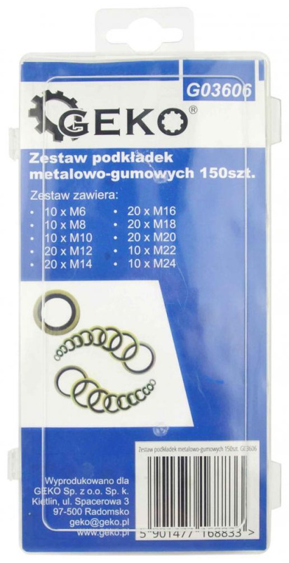 Sada kovovo-gumových podložiek 150-dielna, GEKO 3