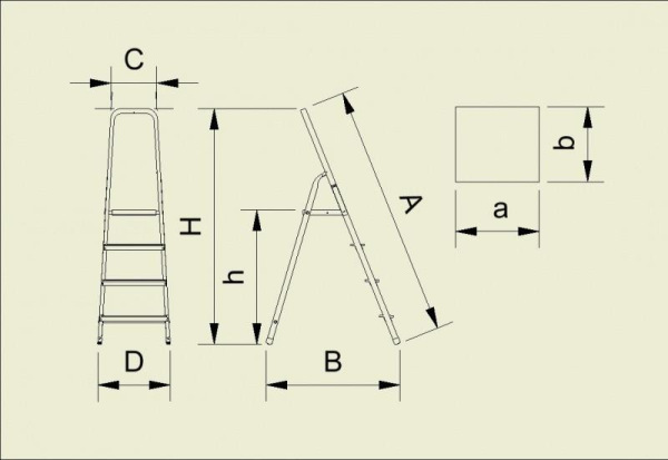 Schodíky ALVE EUROSTYL HOBBY 2915 5 stupienkové, červené, 175 cm, nosn. 125 kg 1