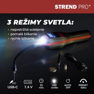 Kompresor Strend Pro K25, ručný, 150 psi, 10 bar, LED svetlo, akumulátorová pumpička 10