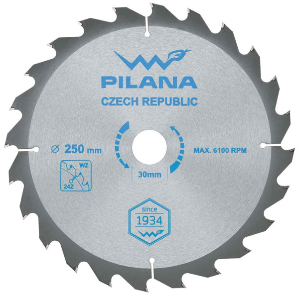 Pílový kotúč s SK plátkami 250x2,4x30 zuby 24 WZ, PILANA