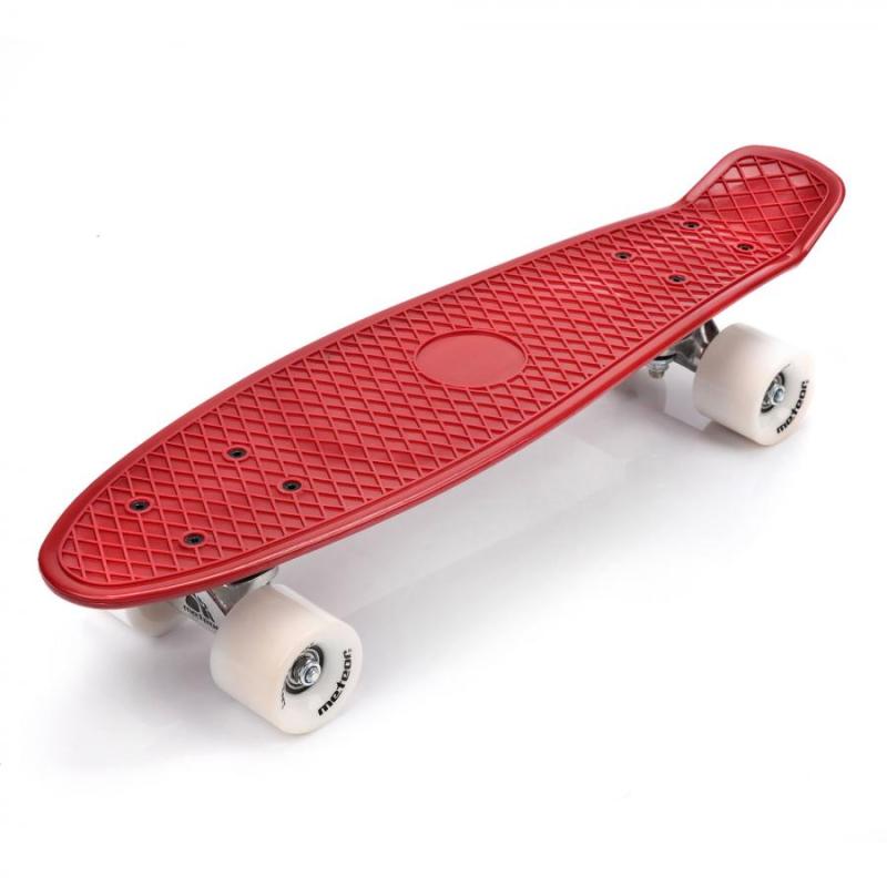 Meteor Flip plastový skateboard červená-biela