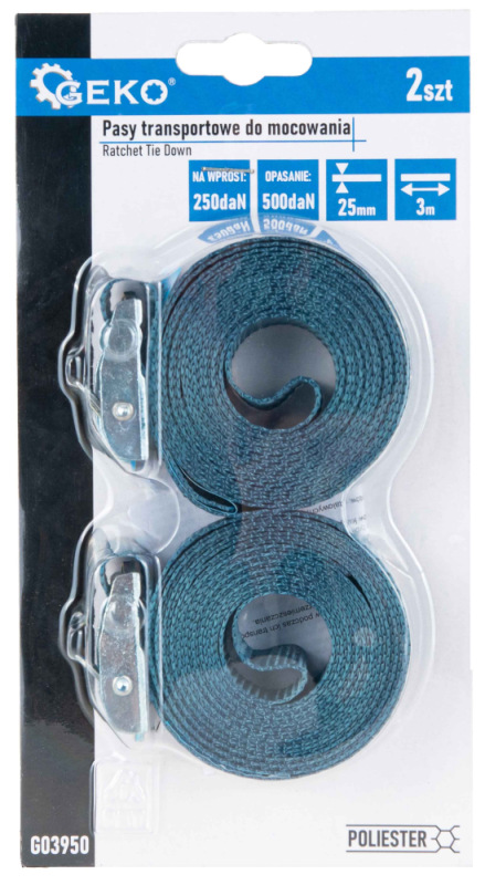 Remeň s prackou 500 kg, 3 m x 25 mm, 2 ks, GEKO 4