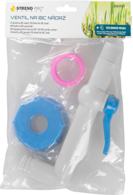 Ventil Strend Pro, záhradný, 3/4"- 90°, 25 mm, s redukciou na IBC nádrž, PVC 1