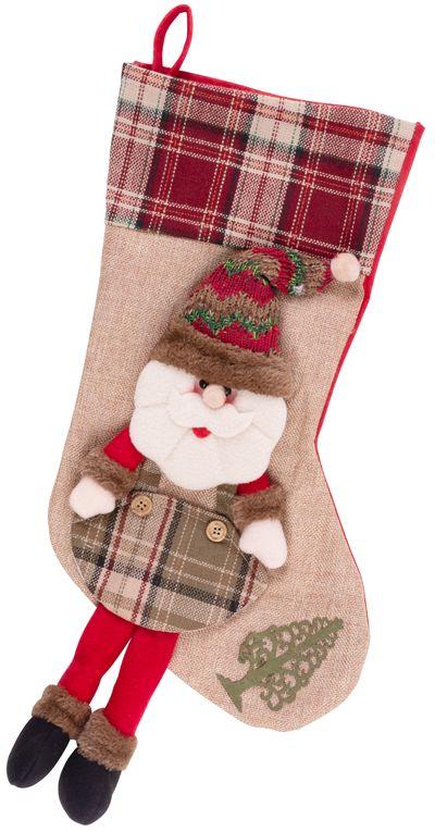 Dekorácia MagicHome Vianoce, Ponožka Santa, 50 cm