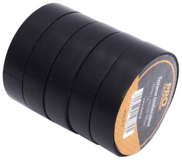 Izolačná páska PVC 15 mm x 10 m x 0,19 mm, čierna, PRO-TECHNIK