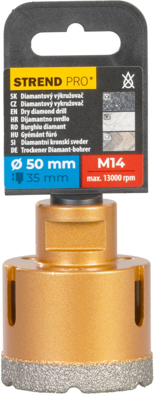 Vyrezávač Strend Pro, diamant, korunka, M14, 50 mm 1
