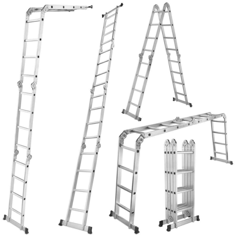 Rebrík štvordielny kĺbový 4 x 4 priečok, 470 cm, 13,4 kg, GEKO