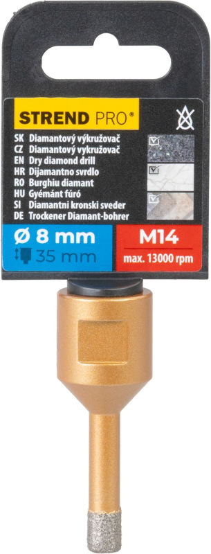 Vyrezávač Strend Pro, diamant, korunka, M14, 8 mm 2