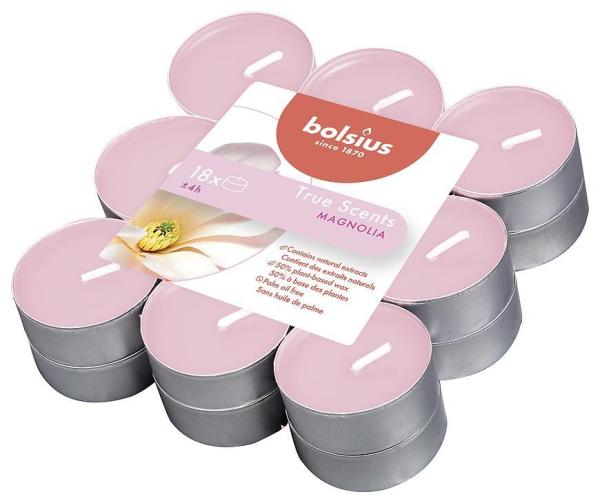 Sviečky Bolsius Tealight True Scents, čajové, vonné, magnólia, bal. 18 ks