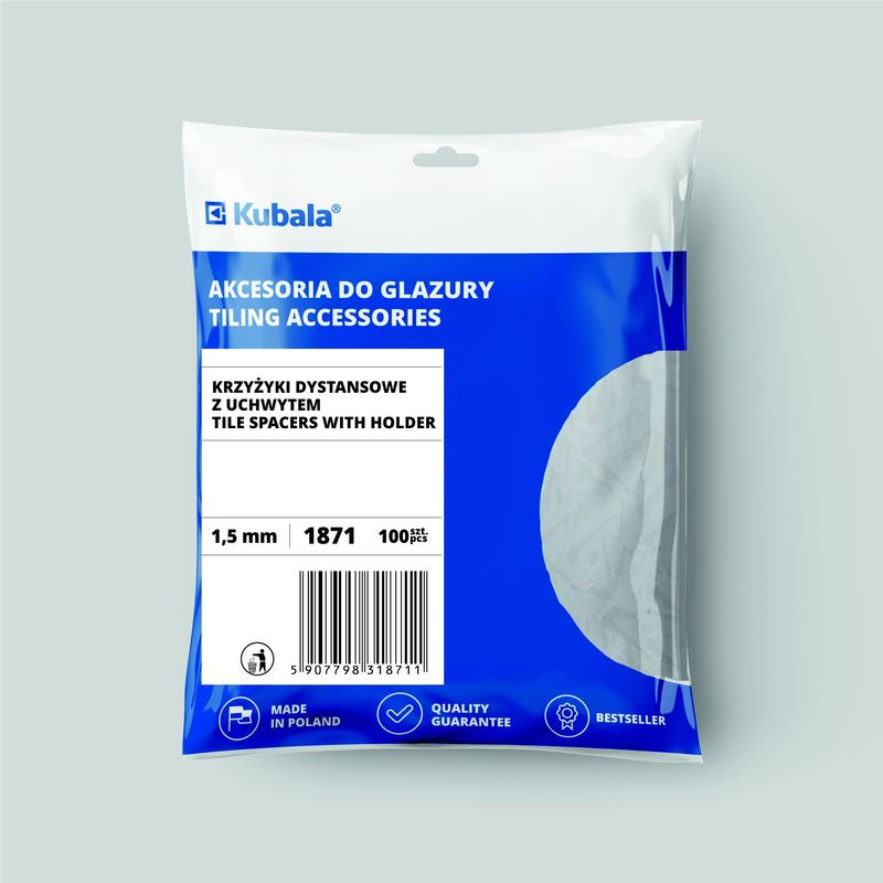 Krížik Kubala 1871, s úchytom, dištančný, plast, 1,5mm, bal. 100ks