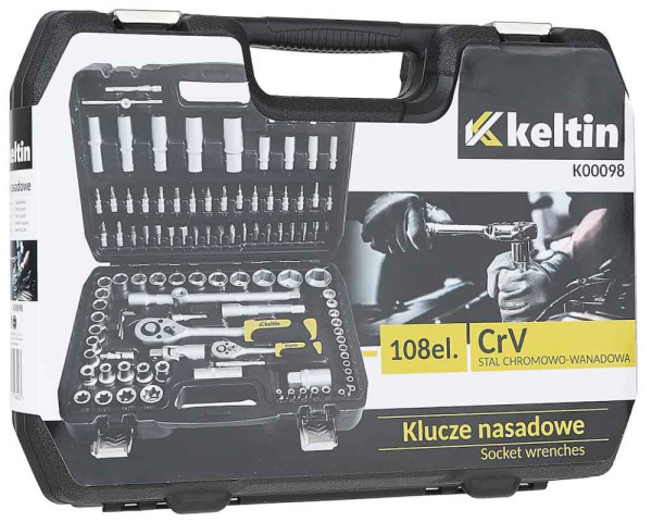 Gola sada 1/4" a 1/2", 108-dielna v plastovom kufri, KELTIN 13