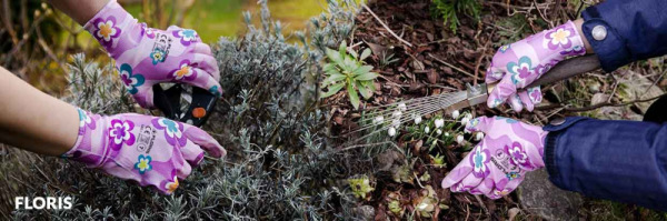 Ochranné rukavice FLORIS, priadza s kvetinovým vzorom, veľkosť 6, VASKO 2