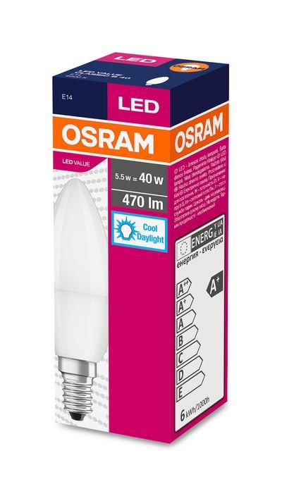 Žiarovka OSRAM® LED FR 040 (ean1066) non-dim, 4,9W/865 E14 6500K Value CLASSIC B 1