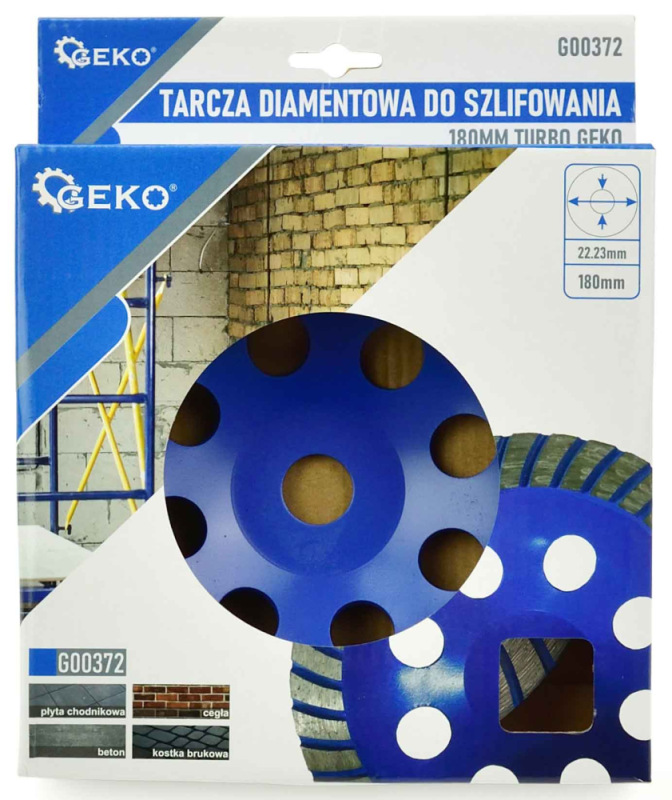 Brúsny diamantový kotúč 180 x 22 mm TURBO, bez závitu, GEKO 1