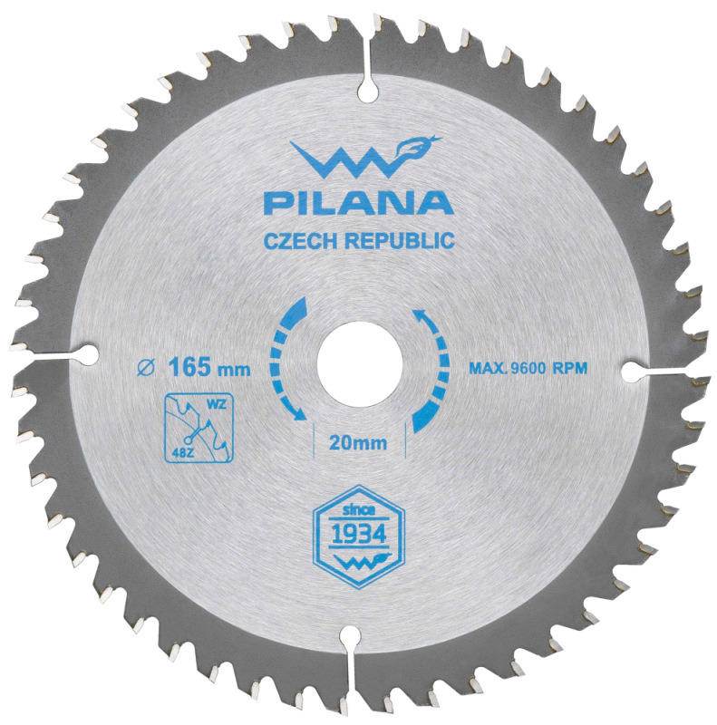 Pílový kotúč s SK plátkami 165x2,0x20 zuby 48 WZ, PILANA