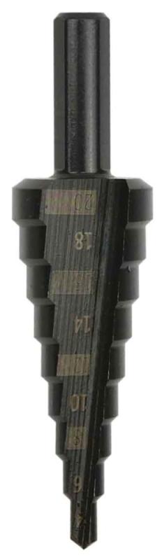 Vrták stupňovitý 4-20 mm do plechu, HSS TiAIN krok 2mm, rovná drážka, GEKO