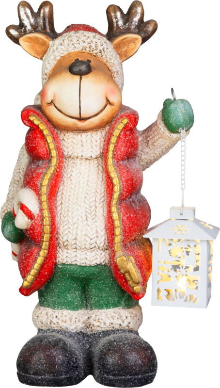 Dekorácia MagicHome Vianoce, vianočný sob s lampášom, LED, 17x22x43 cm
