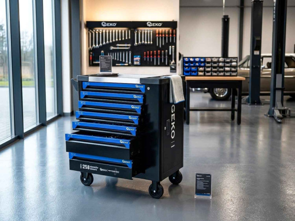 Dielenský vozík na náradie so 7 zásuvkami, náradie- 258 dielov, 850x450x950 mm, GEKO 1