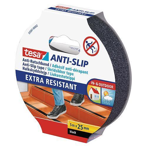 Páska tesa® Anti-slip, protišmyková na schody, lepiaca, čierna, 25 mm, L-5 m
