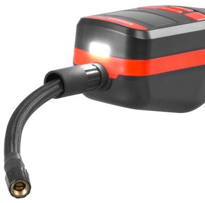 Kompresor Strend Pro K25, ručný, 150 psi, 10 bar, LED svetlo, akumulátorová pumpička 6