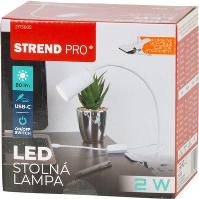 Lampa Strend Pro, stolná, s klipsou na uchytenie, Alu, biela, USB, 41 cm 4