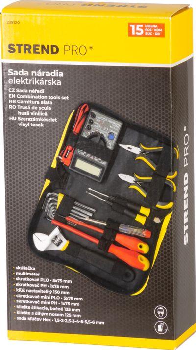 Sada náradia Strend Pro CMT-05.0215 • 15 dielna, elektrikárska + multimeter, v brašni 4