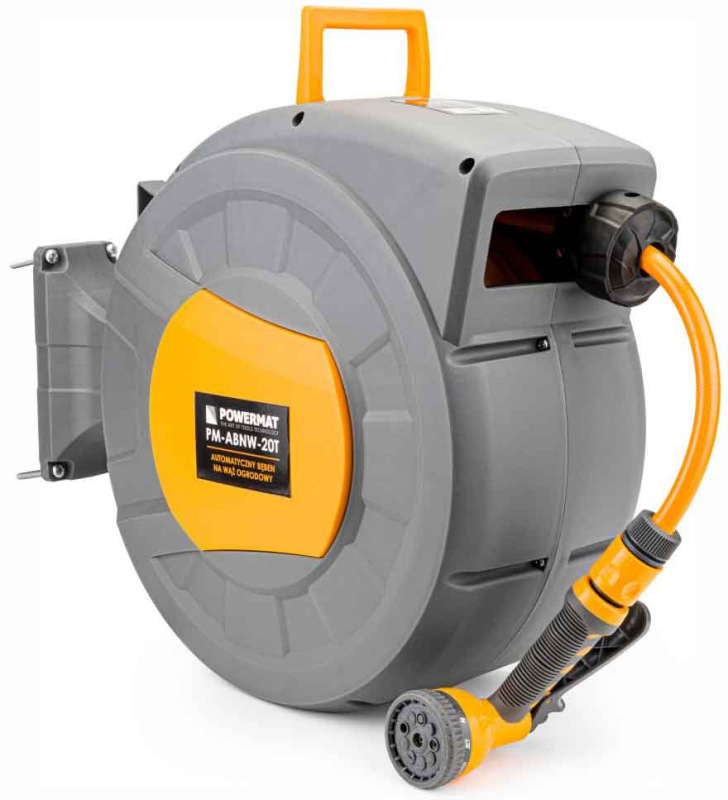 Navíjací bubon s držiakom na stenu so záhradnou hadicou 20 m, PM-ABNW-20T, POWERMAT 12