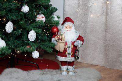 Dekorácia MagicHome Vianoce, Santa s lampášom, červený, 46 cm 2