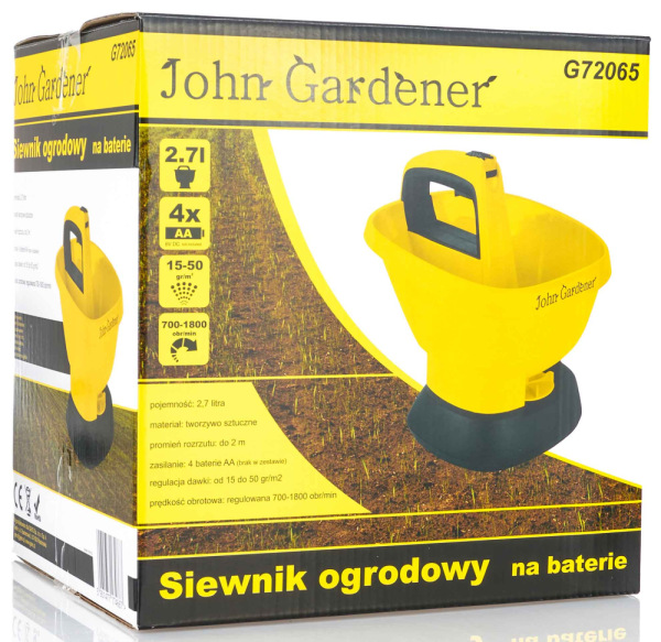 Akumulátorové rozmetadlo trávnikového semena a hnojív, objem 2,7 litra, GEKO 8