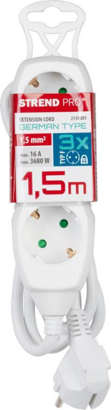 Cable GERMAN socket Strend Pro DG-803B 1,50 m, 3 sockets, HU, RO, SRB, CRO 1