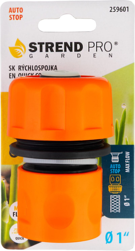 Rýchlospojka Strend Pro Garden, s prietokom 1", STOP, záhradná, MAX FLOW 1