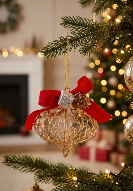 Ozdoba MagicHome Vianoce, zlatá, 10x15 cm 1