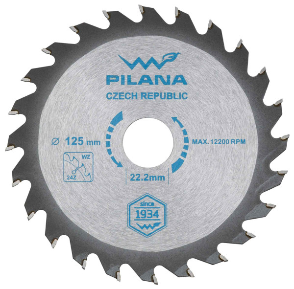 Pílový kotúč s SK plátkami 125x1,8x22,2 zuby 24 WZ, PILANA
