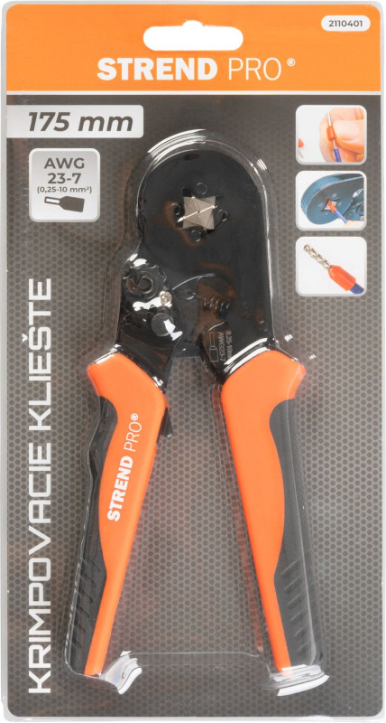 Kliešte Strend Pro, 175 mm, krimpovacie, na káble, 0,25-10mm 1