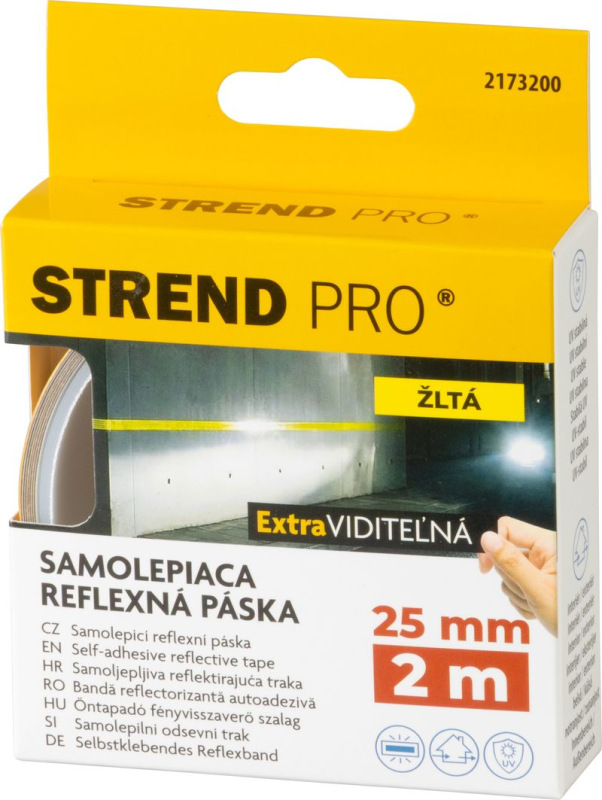Páska Strend Pro, 25 mm, L-2 m, žltá, reflexná 2