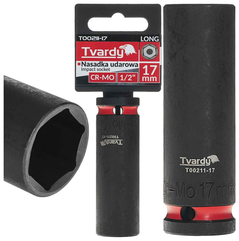 Hlavica nástrčná predĺžená 6HRAN 1/2" 22 mm, úderová, Cr-Mo, TVARDY